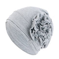 Women Flower Turban Hat Hijab Cap Elastic Head Wrap Bonnet Turban Hat Richie's LIGHT GRAY