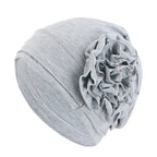 Women Flower Turban Hat Hijab Cap Elastic Head Wrap Bonnet Turban Hat Richie's LIGHT GRAY