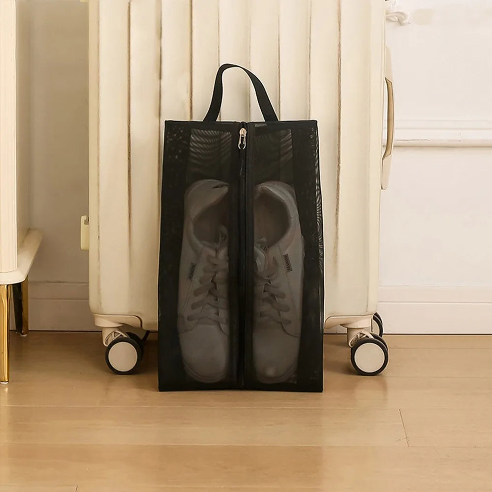 Portable Mesh Shoe Bag – Breathable Travel Shoe Organizer Shoe Storage Bag Richie's Small Black