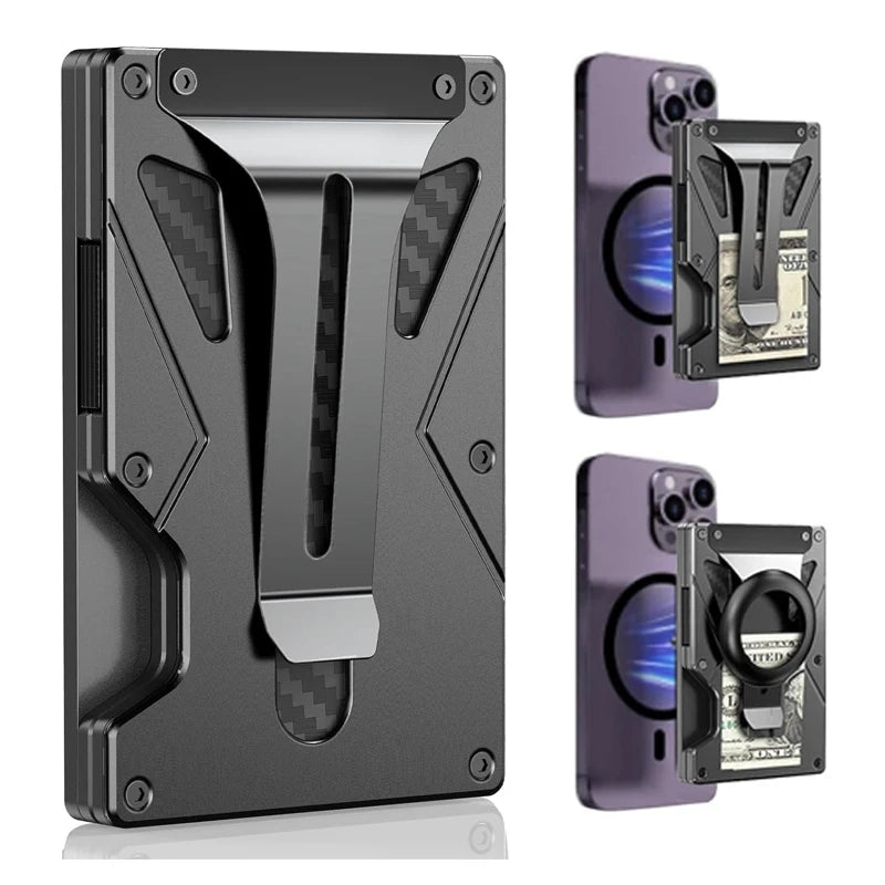 Zeeker 5-in-1 Minimalist Wallet with AirTag Slot & Money Clip Minimalist Wallet Richie's Black1