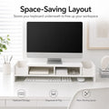 White Monitor Stand Riser with Storage Cubbies | Desk Organizer Monitor Stand Riser Richie's Default Title