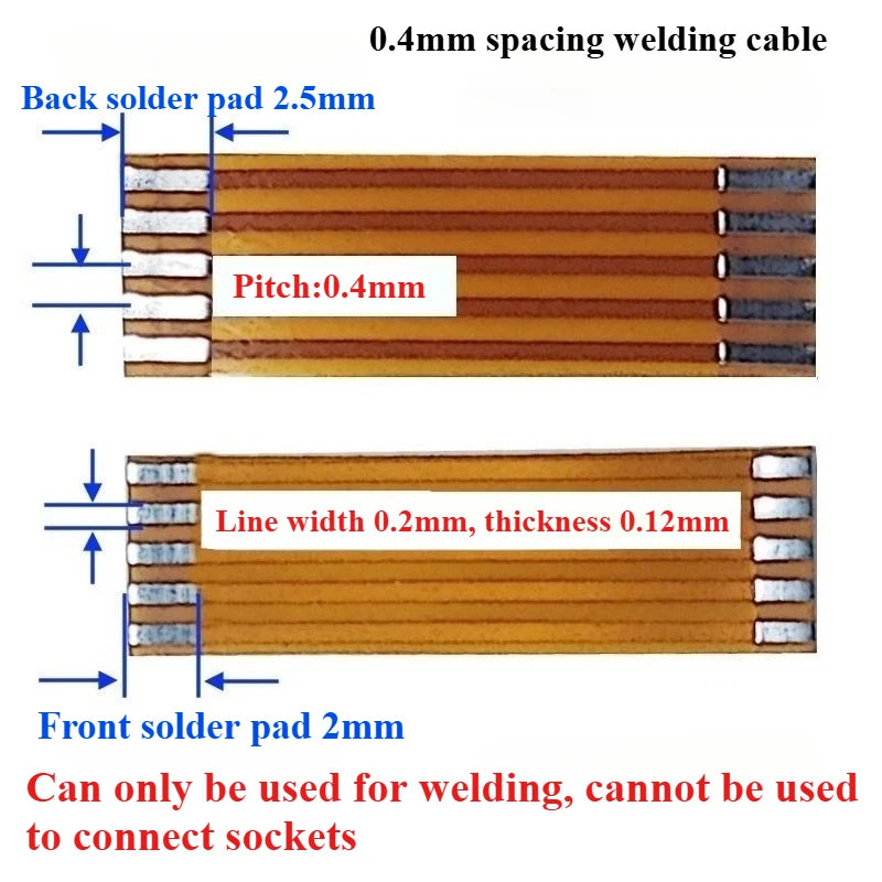 2Pcs FFC FPC Ribbon Cable 0.4mm Pitch 3–30 Pin 100mm Soldering FFC FPC Ribbon Cable Richie's