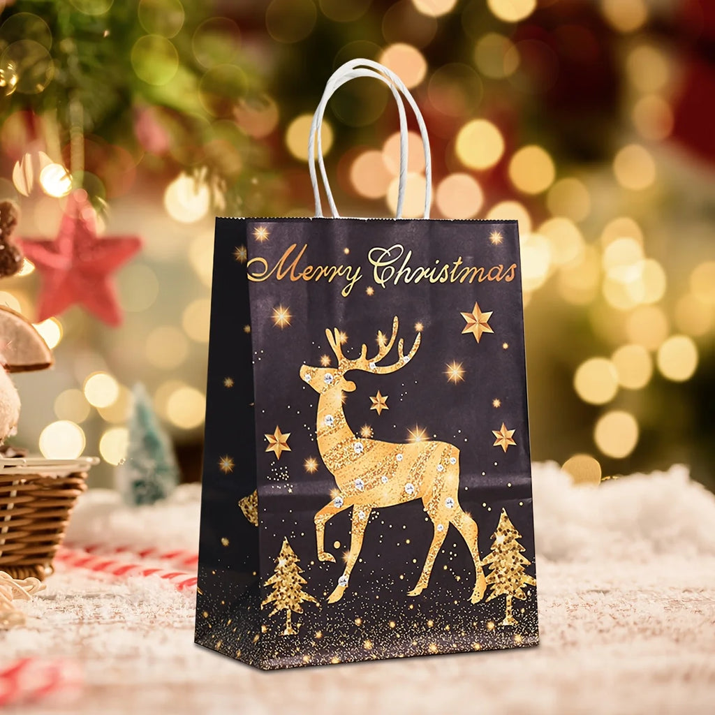 Black & Gold Christmas Gift Bags with Handles – 12/24 Pack Christmas Gift Bags Richie's