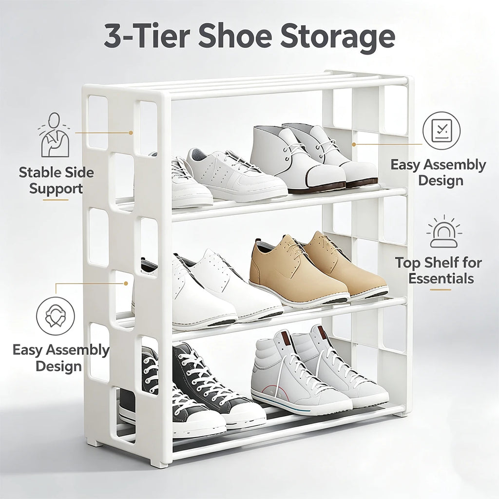 4-Tier Free Standing Shoe Rack – Space Saving Shoe Organizer Shoe Rack Richie's