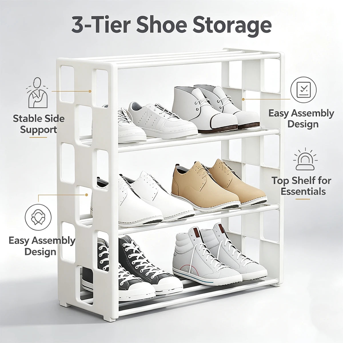 4-Tier Free Standing Shoe Rack – Space Saving Shoe Organizer Shoe Rack Richie's