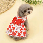 Heart Pattern Dog Princess Dress – Bow Lace Pet Skirt XS–XL Dog Dress Richie's