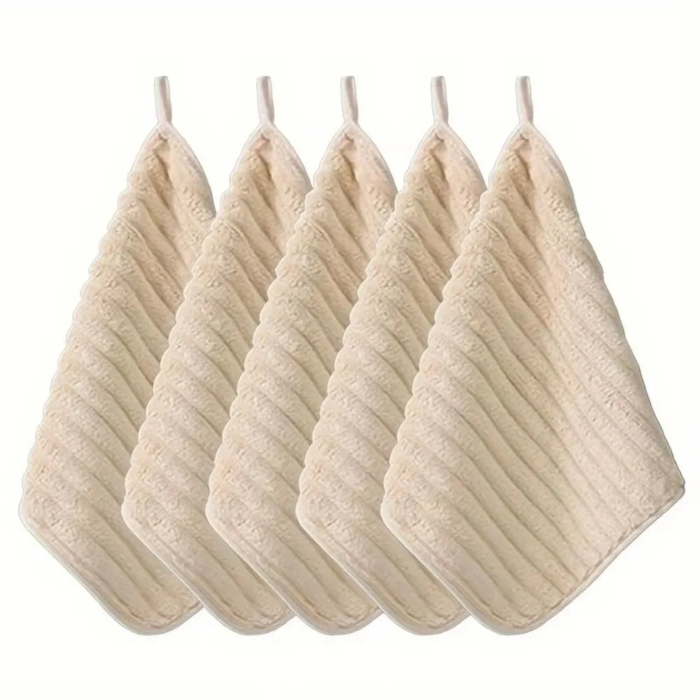 5-Piece Soft Quick-Dry Hand Towel Set – Absorbent Washcloths Hand Towel Set Richie's Beige