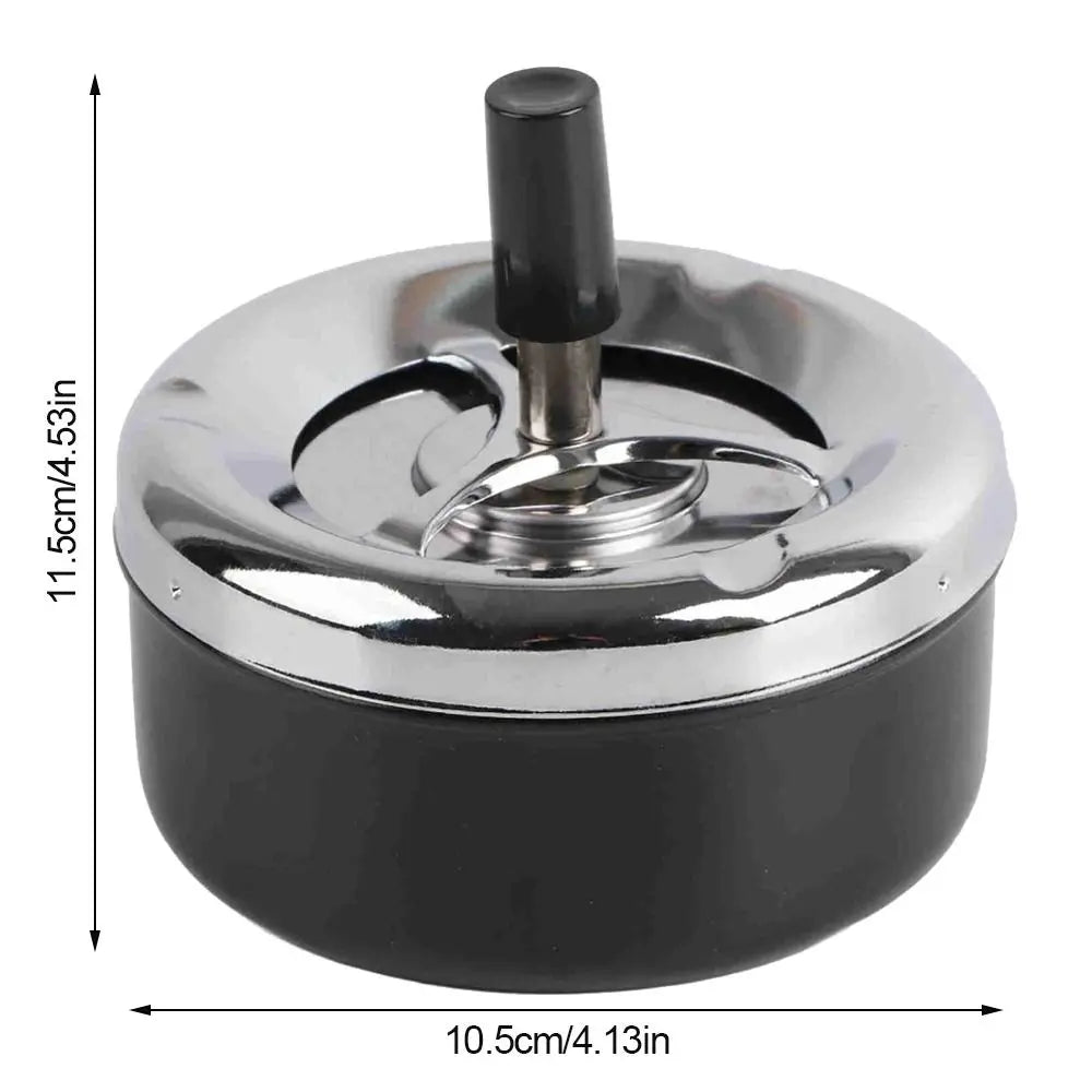 Modern Round Stainless Steel Ashtray – Windproof Spinning Lid Stainless Steel Ashtray Richie's