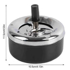Modern Round Stainless Steel Ashtray – Windproof Spinning Lid Stainless Steel Ashtray Richie's