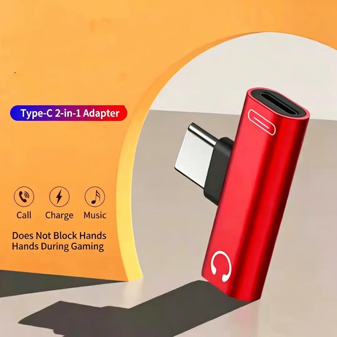 90° USB-C Audio & Charging Splitter Adapter | 2-in-1 L-Shape USB-C Splitter Adapter Richie's