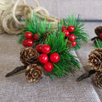 Artificial Pine Cones & Red Berries Holiday Picks – 6/10 Pcs Holiday Decoration Picks Richie's