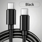 66W USB-C Fast Charging Nylon Braided Cable 1m 2m 3m USB-C Charging Cable Richie's Black 1m