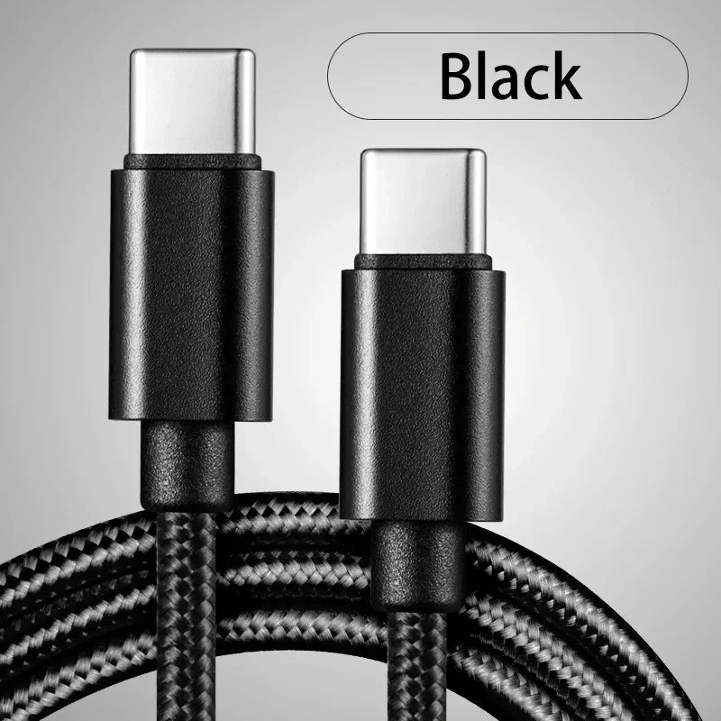 66W USB-C Fast Charging Nylon Braided Cable 1m 2m 3m USB-C Charging Cable Richie's Black 1m