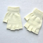 Kids Fingerless Knit Gloves – Stretchy Half-Finger Winter Mittens Kids Winter Gloves Richie's beige One Size