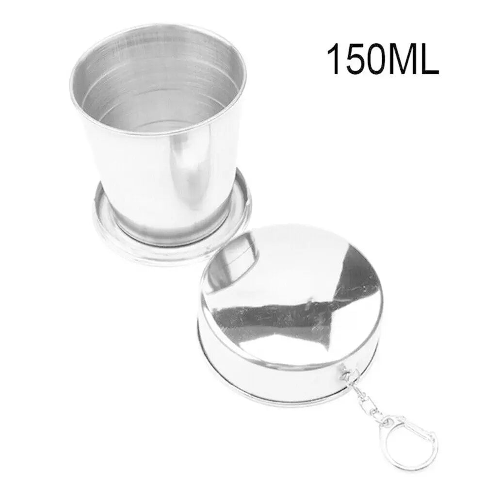 Collapsible Stainless Steel Travel Cup with Keychain & Lid Collapsible Travel Cup Richie's 150ml