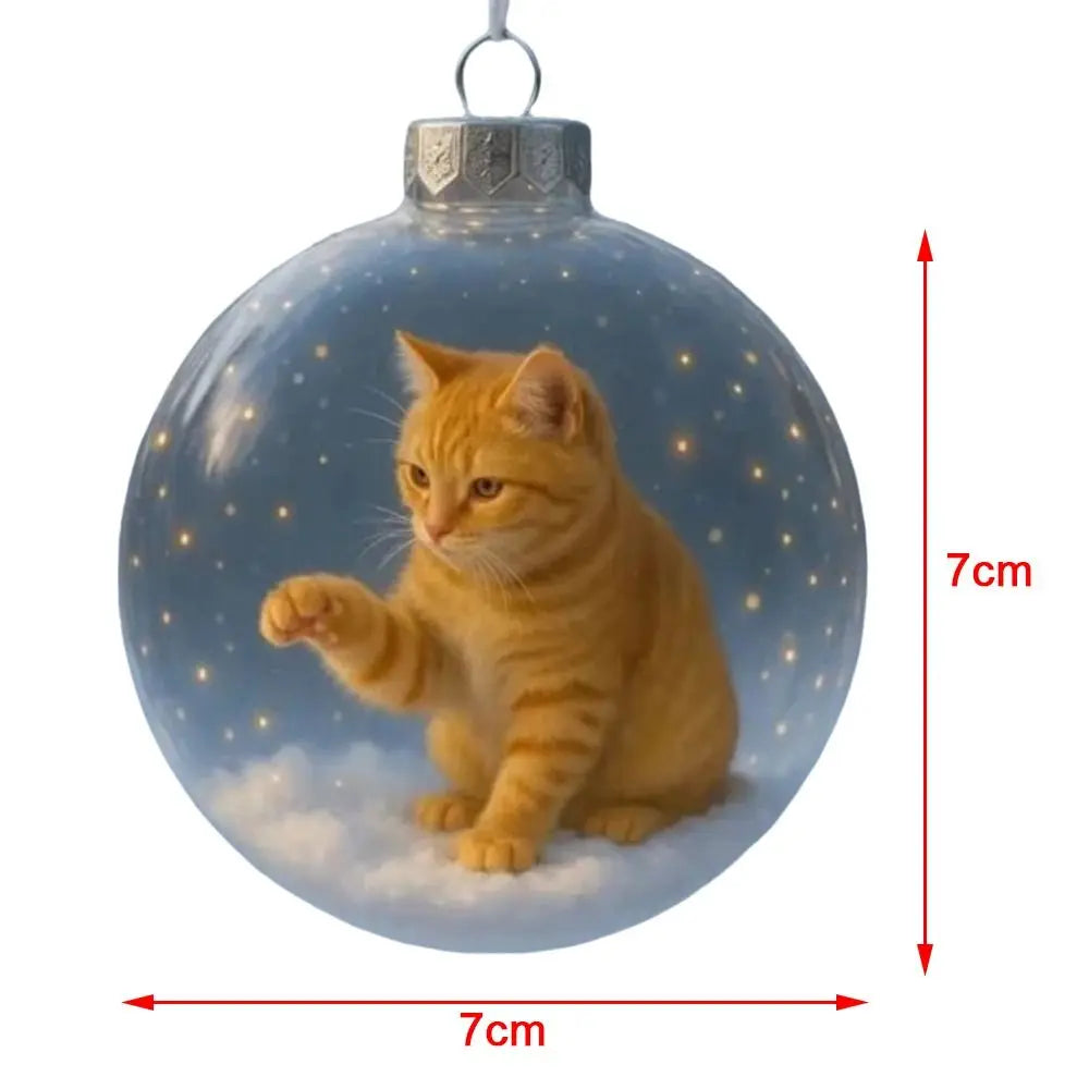 Cat Christmas Ball Ornament Acrylic Bauble DIY Pendant Christmas Ornament Richie's