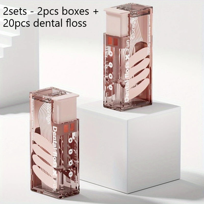 Pop-Up Dental Floss Dispenser Box with 10 Floss Sticks Dental Floss Dispenser Richie's 2sets - Pink