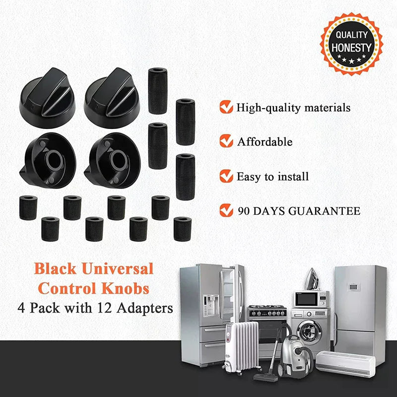 4-Pack Universal Gas Stove Control Knobs with 12 Adapters Stove Control Knobs Richie's