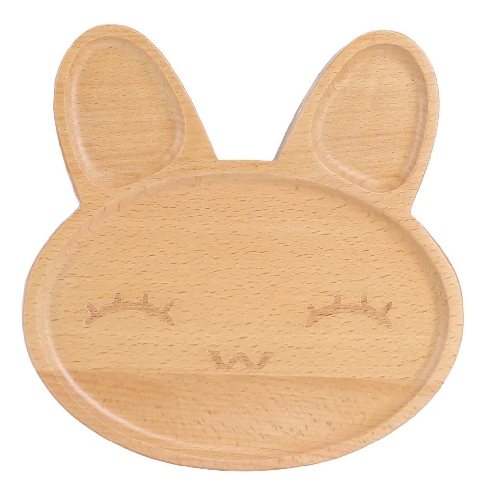 Wooden Bunny Kids Divided Serving Tray – Anti-Spill Cartoon Kids Wooden Tray Richie's