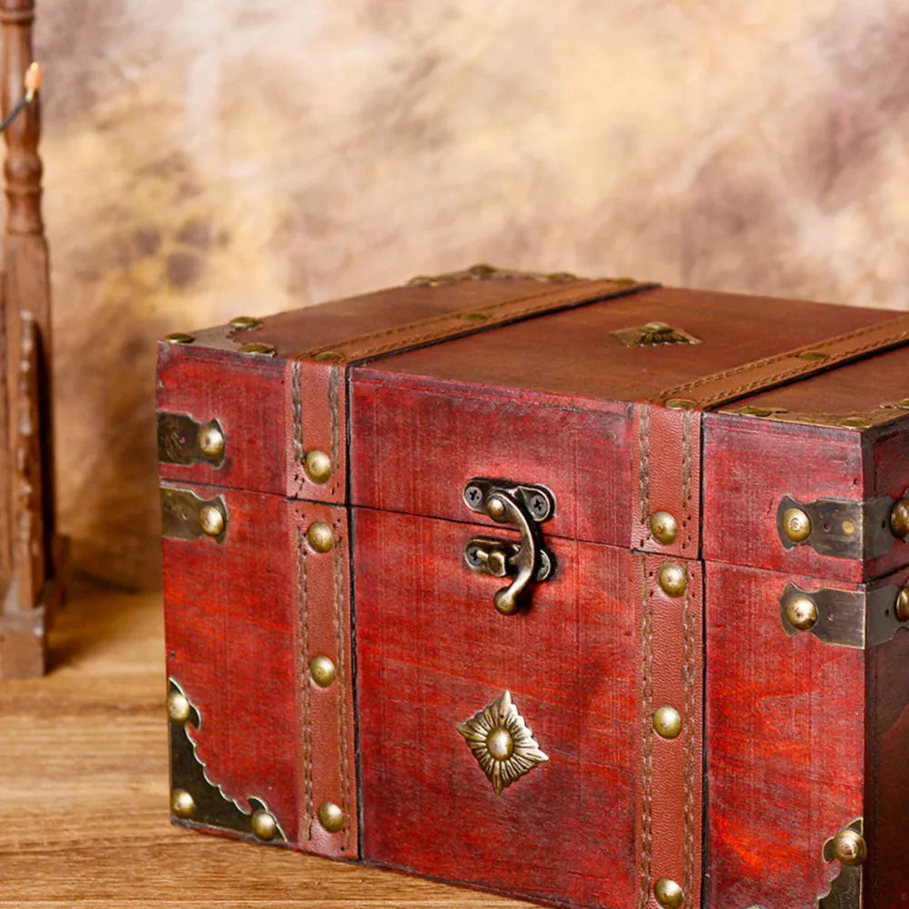 Wooden Treasure Chest Retro Jewelry Organizer Storage Box Decorative Storage Box Richie's