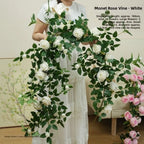 Artificial Silk Rose Vine 1.8m 22 Heads Wall Decor – 9 Colors Artificial Flower Vine Richie's White