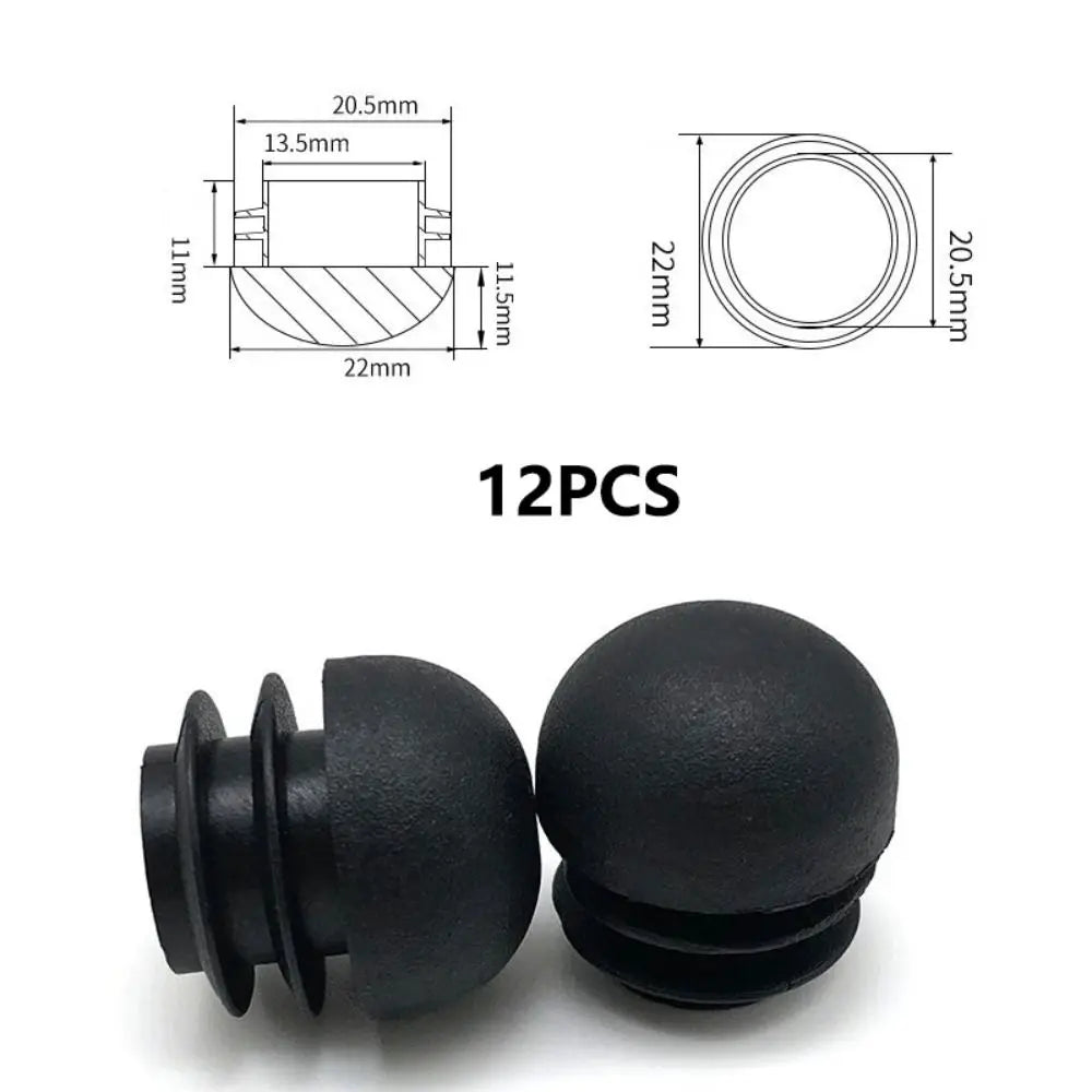 12 Pcs Round Furniture Tube Plugs Non-Slip Black Floor Leg Caps Furniture Leg Caps Richie's 22mm