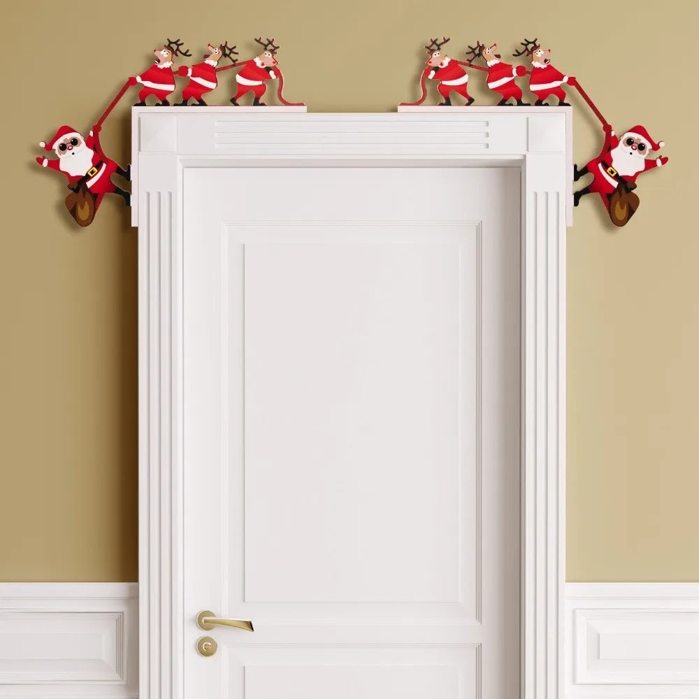 Santa Claus Door Frame Decoration – Easy Install Xmas Sign Holiday Door Decoration Richie's