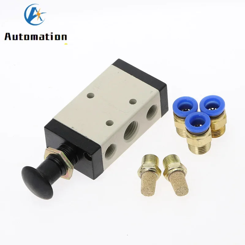 4R210-08 Manual Air Valve 1/4" 5-Port 2-Position + Fittings Pneumatic Control Valve Richie's