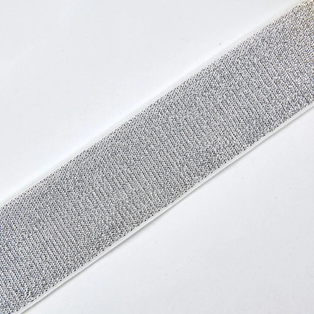 Gold Silver Lurex Glitter Elastic Band 5 Yards | 6–30mm Widths Elastic Trim Band Richie's Silver-6mm