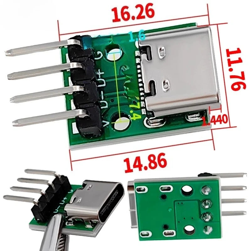 USB 3.1 Type-C 16-Pin PCB Test Adapter Connector Socket USB-C PCB Adapter Richie's C 5Pcs