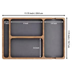 Wooden Tray with Leather Lining & Partitions | Desk Organizer Wooden Organizer Tray Richie's