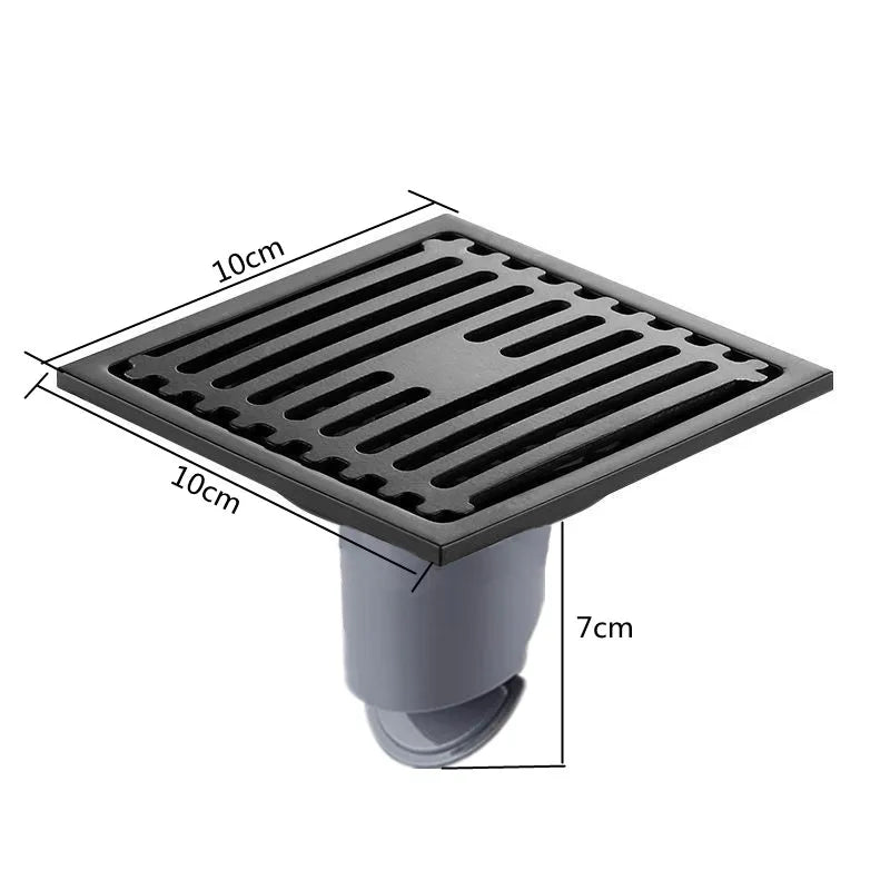 Stainless Steel Square Floor Drain with Odor Trap | 4 Inch Square Floor Drain Richie's Black-Single