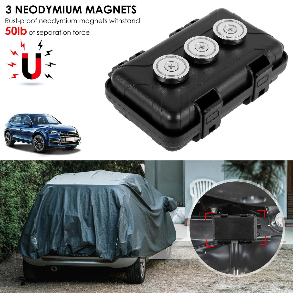 Magnetic Key Holder Box – Waterproof Under Car Spare Key Safe Magnetic Key Box Richie's