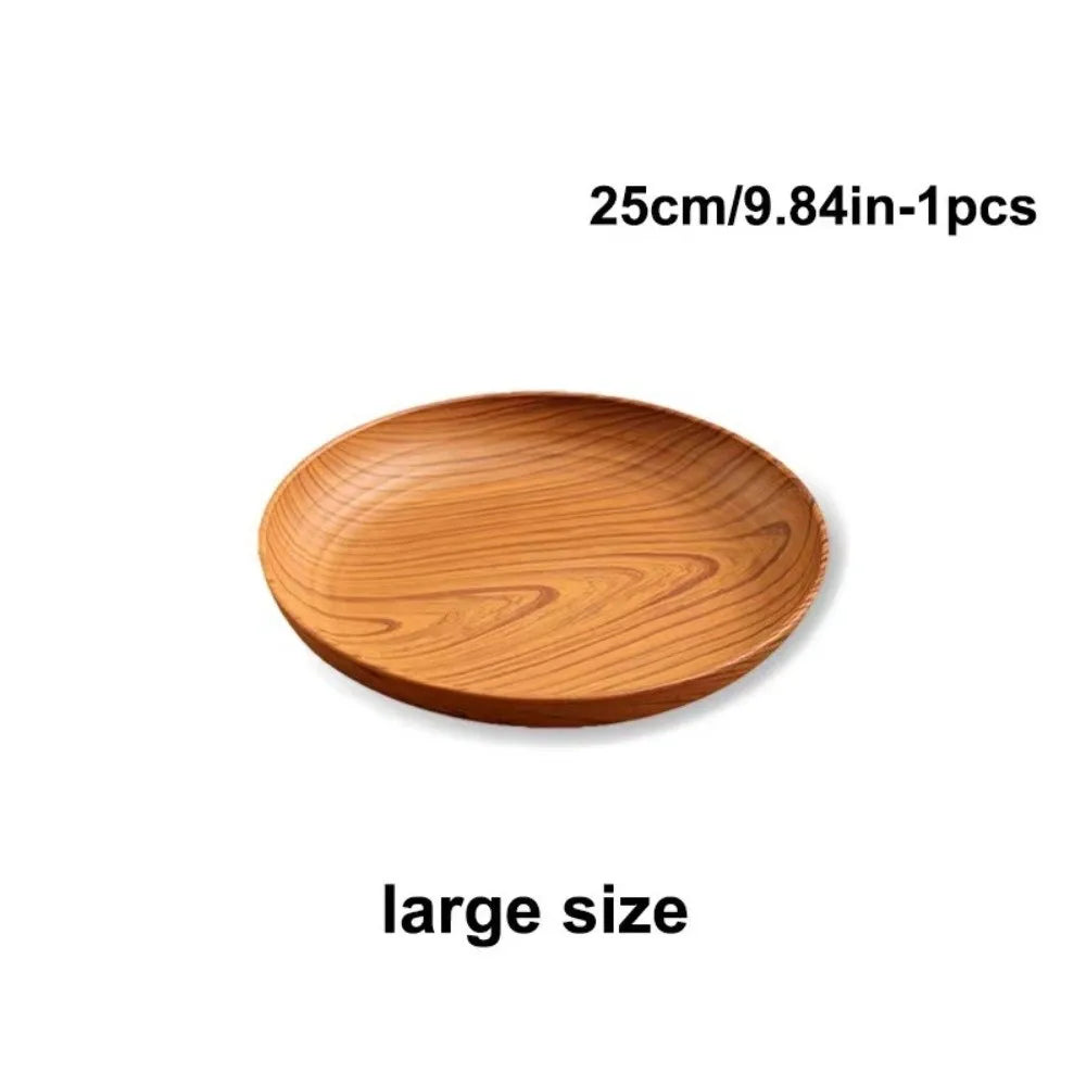 Wood-Grain Round Serving Tray – Tea, Bread & Dinner Plate Serving Tray Richie's 25cm