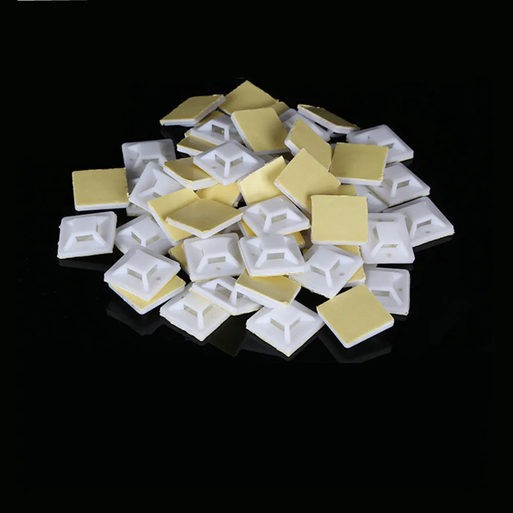 Self-Adhesive Cable Tie Mount Clips White Plastic 20–40mm Cable Management Clips Richie's