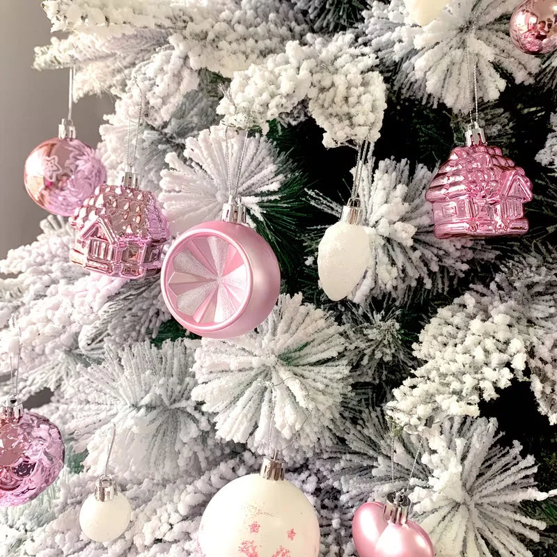 40Pcs Pink White Shatterproof Christmas Ball Ornaments Set Christmas Ornaments Set Richie's