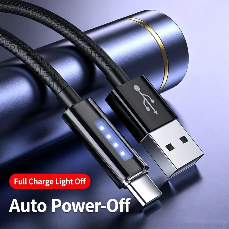 120W USB-A to Type-C Fast Charging Cable with LED Indicator USB Charging Cable Richie's