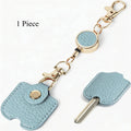 Retractable Faux Leather Keychain for Women | Gold Clasp Retractable Keychain Richie's Blue 1 Piece