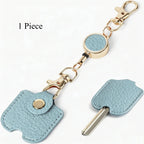 Retractable Faux Leather Keychain for Women | Gold Clasp Retractable Keychain Richie's Blue 1 Piece