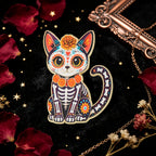 Day of the Dead Skeleton Cat Enamel Pin | Día de Muertos Enamel Lapel Pin Richie's