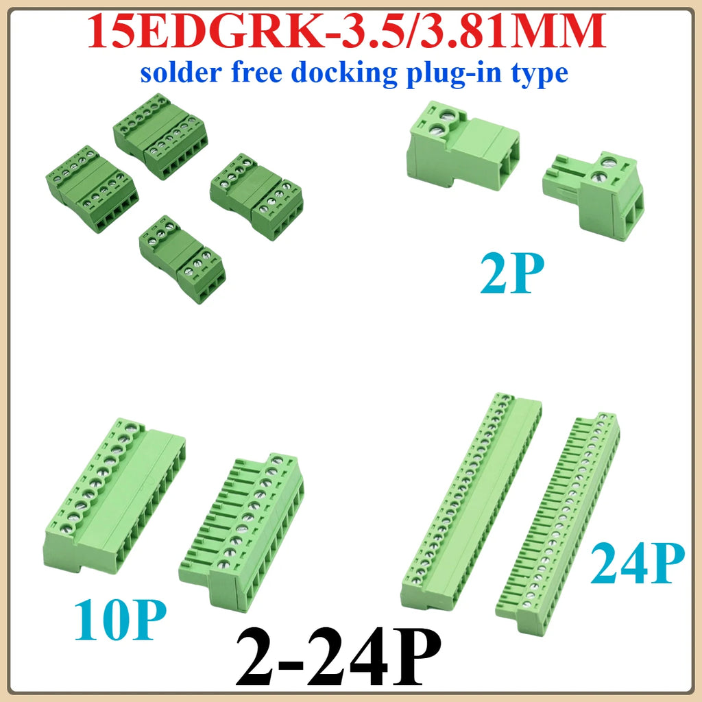 15EDGK PCB Screw Terminal Block 2–24 Pin Plug-In Connector Set PCB Terminal Block Richie's
