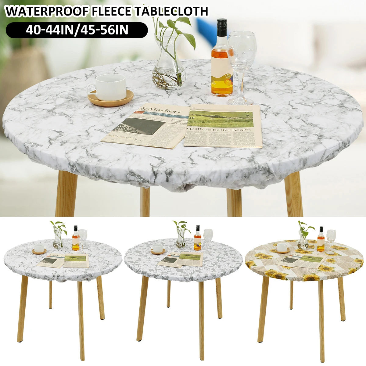 Waterproof Round PVC Tablecloth with Elastic Edge & Flannel Back Round Tablecloth Richie's