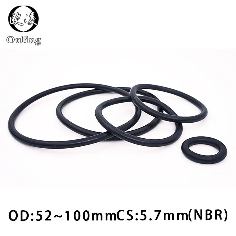5-Pack Black NBR O-Rings CS5.7mm OD52-100mm Nitrile Gasket Nitrile O-Ring Gasket Richie's