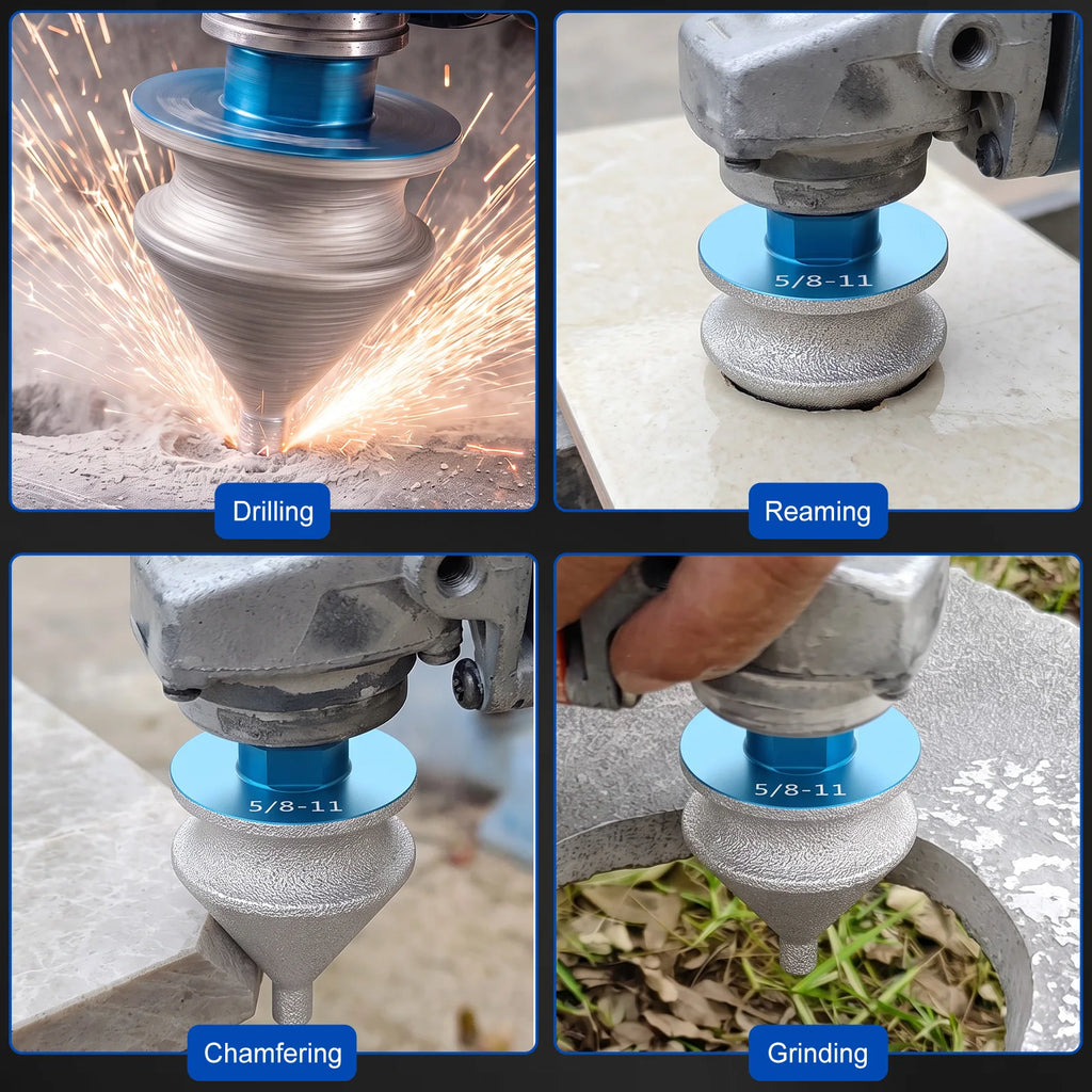 Diamond Chamfer Bit 4-in-1 Vacuum Brazed 5/8-11 for Angle Grinder Diamond Chamfer Bit Richie's