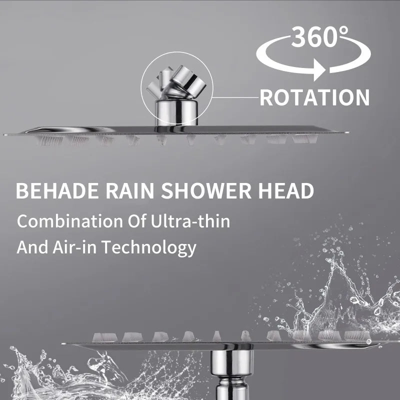 8-Inch Square Stainless Steel Rainfall Shower Head | Ultra-Thin Rainfall Shower Head Richie's