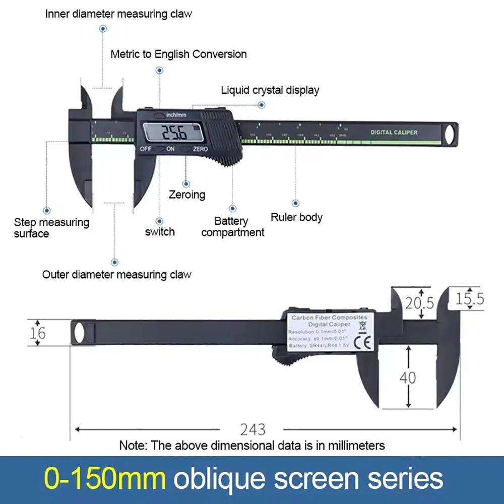 FTBTOC Digital Caliper 150mm Precision Measuring Tool Digital Caliper Richie's