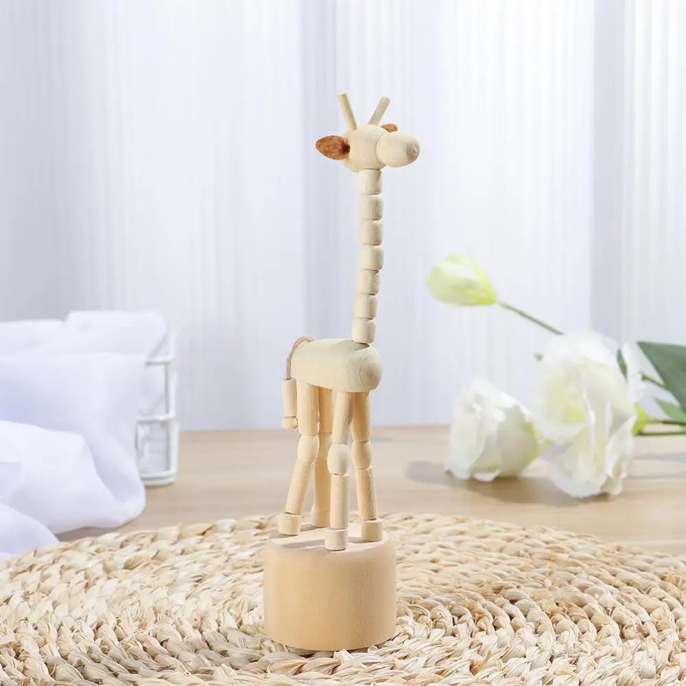 Wooden Push Puppet Animal Desktop Ornaments – 5 Fun Shapes Desktop Wood Ornament Richie's