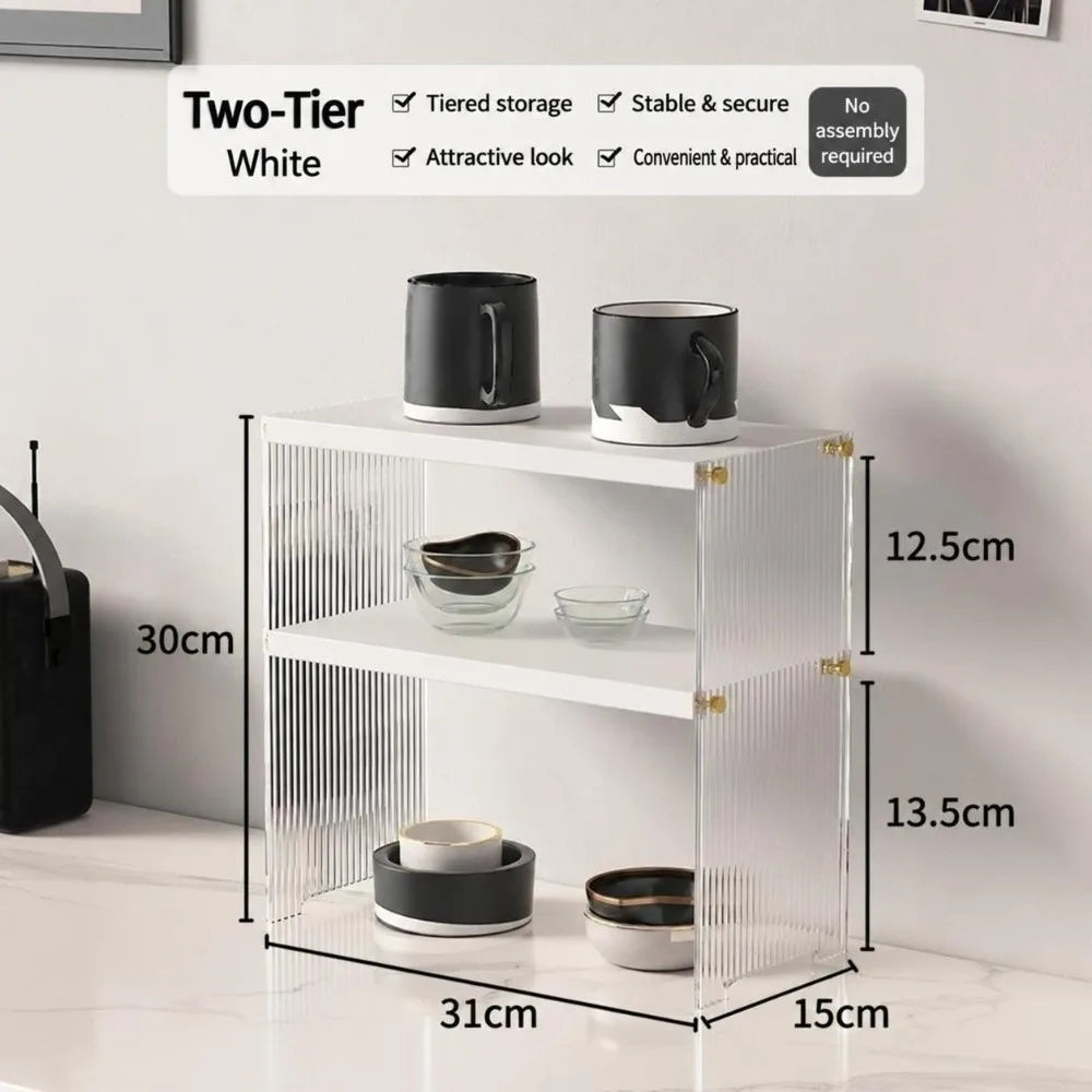Acrylic Cup Storage Rack – Dust-Proof Tabletop Display Shelf Cup Storage Rack Richie's Type B-2 Layers