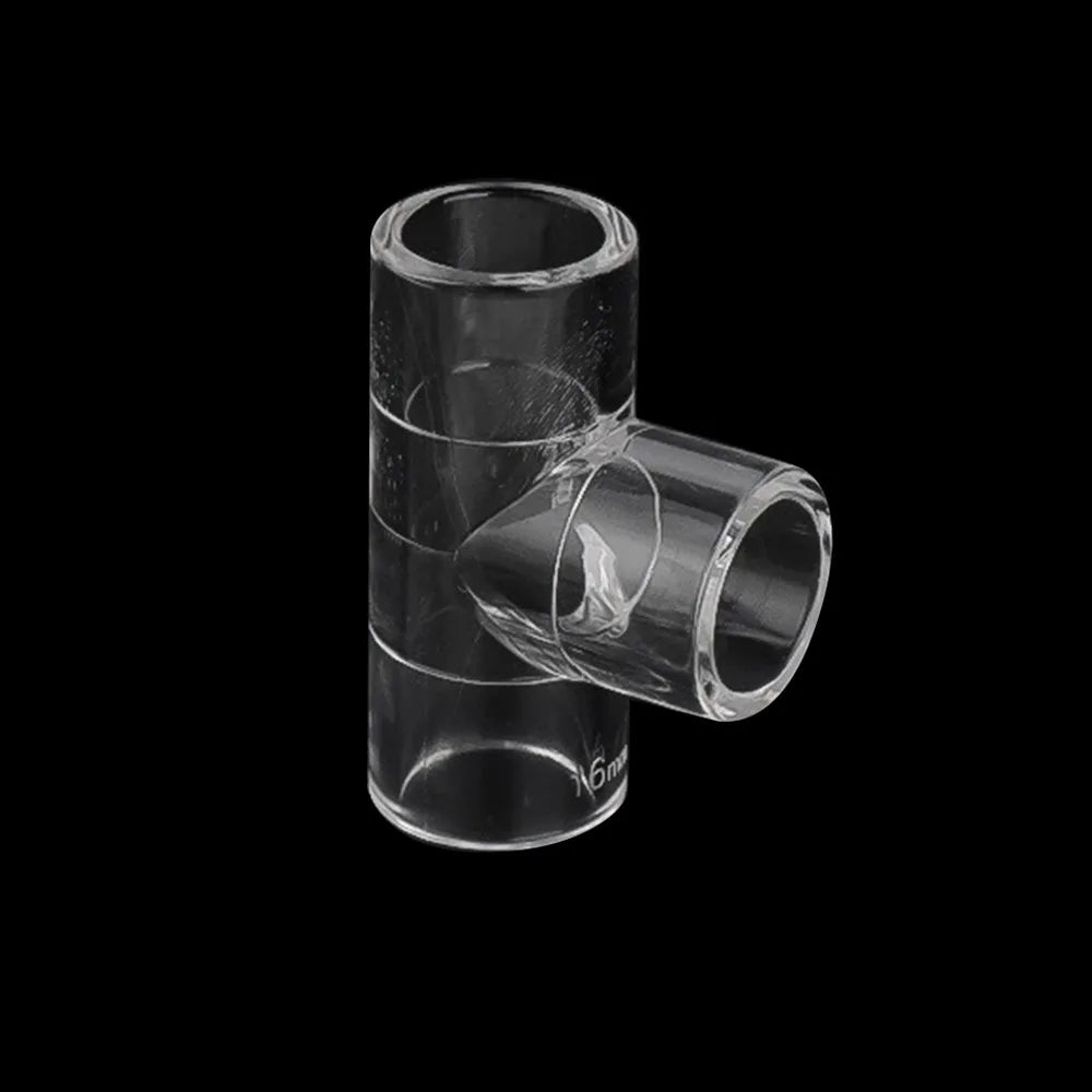 Clear Acrylic Pipe Fittings 16/20mm – 90° Elbow & End Plug Acrylic Pipe Fittings Richie's 16mm Tee Connector