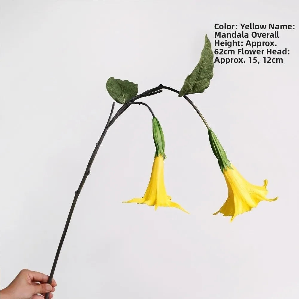 PU Mandala Artificial Flowers White Wall Hanging Faux Floral Artificial Flower Decor Richie's Yellow